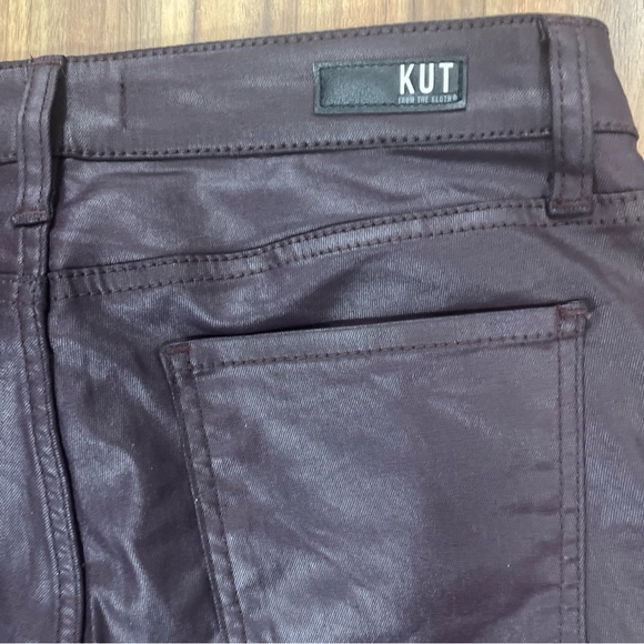 Kut From The Kloth Mia Faux Leather Burgundy Pants Size 10 High Rise Skinny - Picture 5 of 10